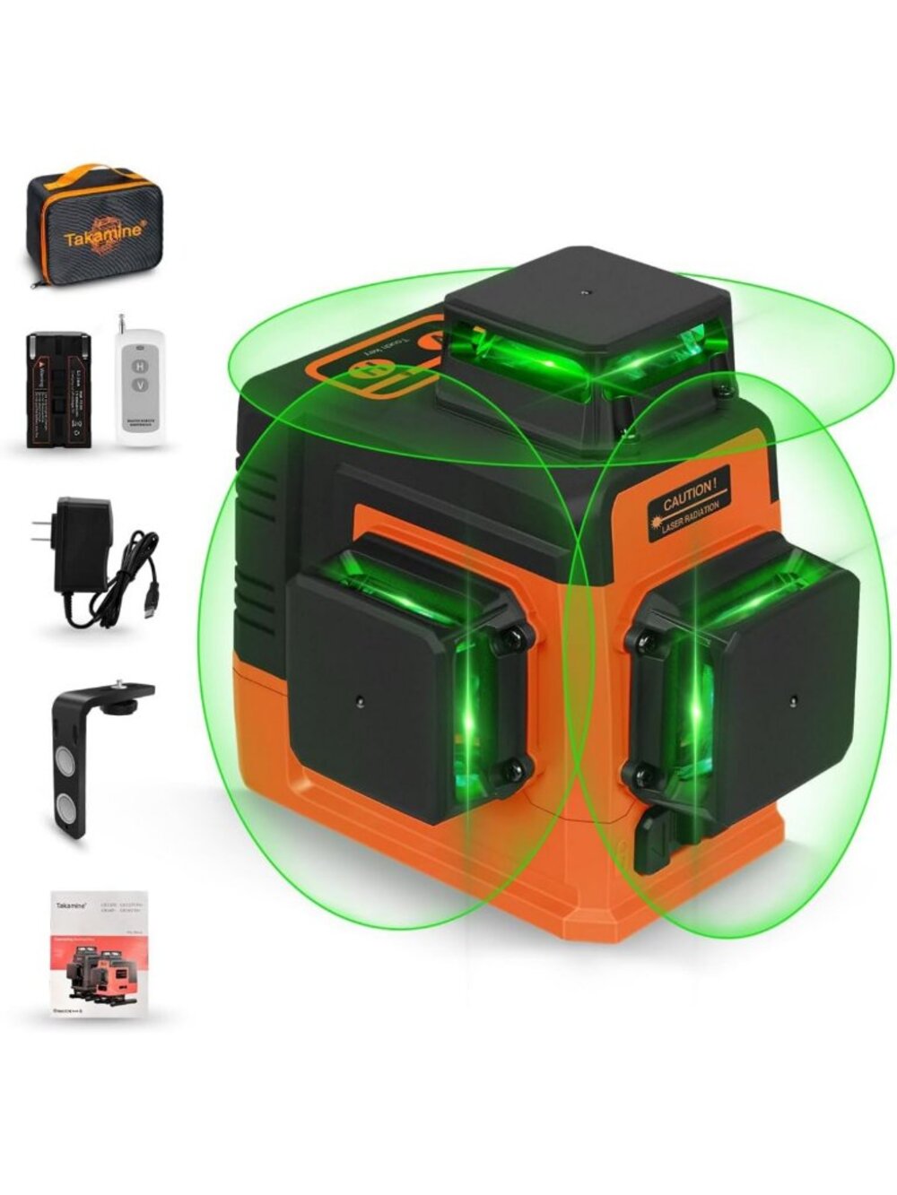 Self-Leveling 12 Line Laser Level - 3x360° Green Cross Line Tool for Precision
